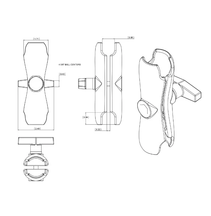 Ram 6" Aluminum Double 1.5" Ball Arm - Image 3